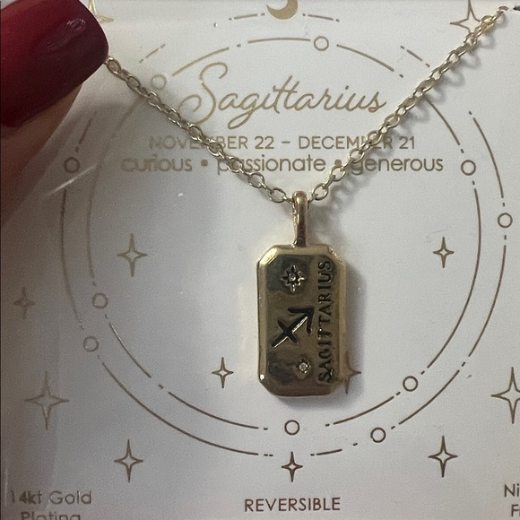NEW Gold Sagittarius Zodiac Necklace - Picture 2 of 3